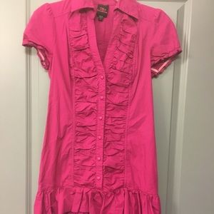 Pink 2B BEBE Button up ruffle dress